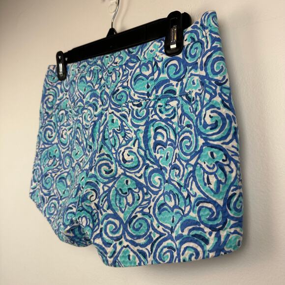 Lilly Pulitzer Womens Adie Chasing Tail Fish Side Zip 100% Cotton Blue Shorts 00 - Picture 5 of 9